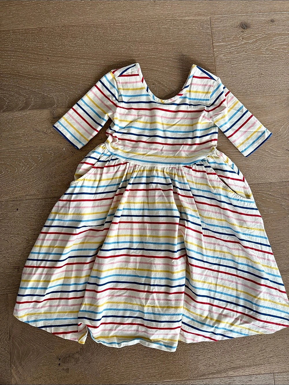 Hanna Andersson Girls Striped Dress White & Blue Size 8